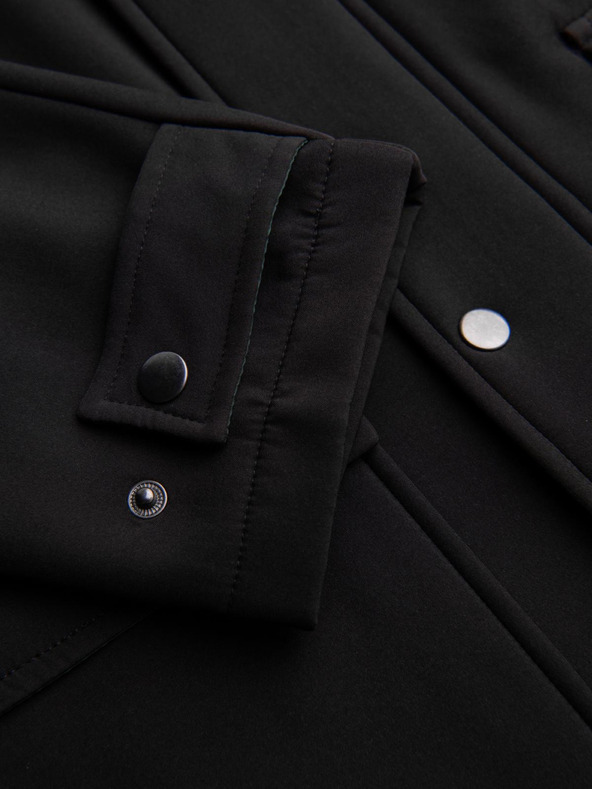 Ombre Clothing Pánsky kabát parka s fleecovou podšívkou a reguláciou v páse - čierny V2 OM-JAPJ-0314 Ombre Clothing