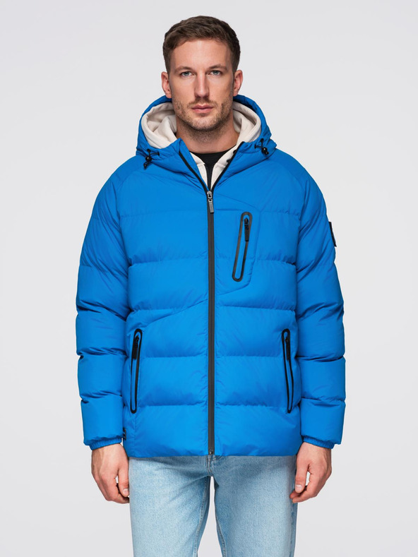 Ombre Clothing Pánska zateplená prešívaná bunda s raglánovými rukávmi - modrá V2 OM-JAHP-0302 Ombre Clothing