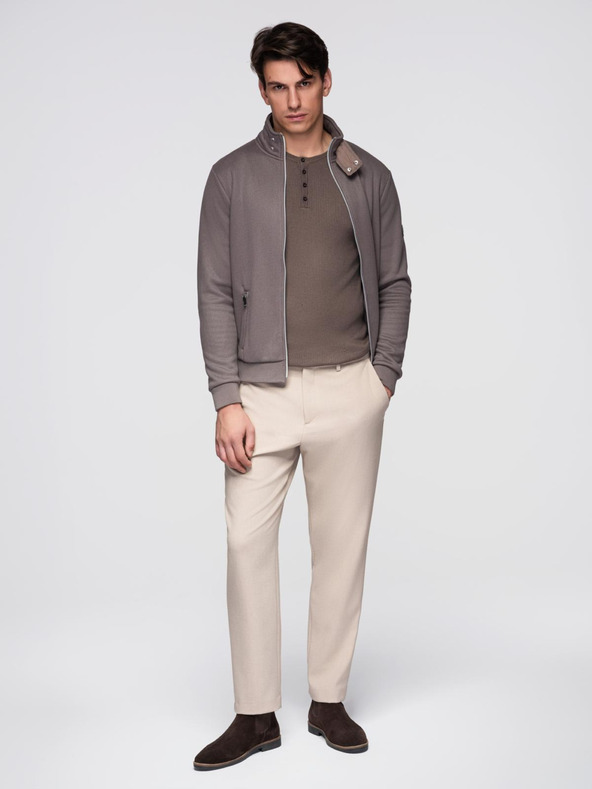 Ombre Clothing Pánska bunda s vysokým golierom a fleecovým vnútrom - ash V2 C645 Ombre Clothing