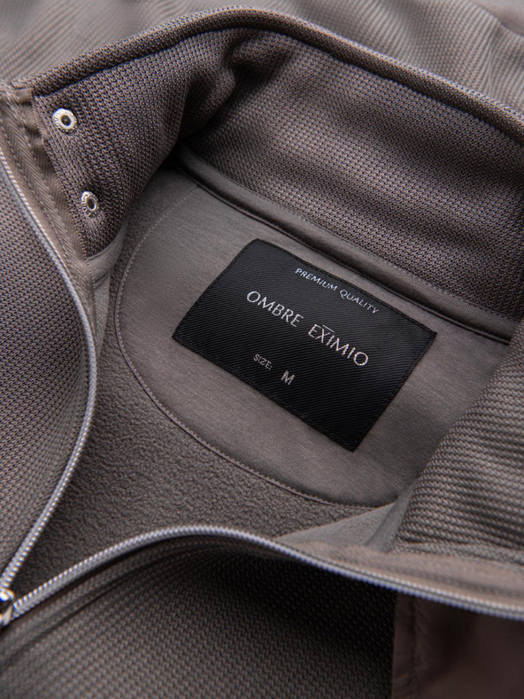 Ombre Clothing Pánska bunda s vysokým golierom a fleecovým vnútrom - ash V2 C645 Ombre Clothing