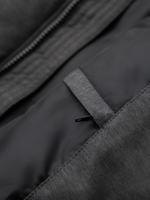 Ombre Clothing Pánska dlhá prešívaná bunda s kapucňou - sivá V2 OM-JALJ-0264 Ombre Clothing