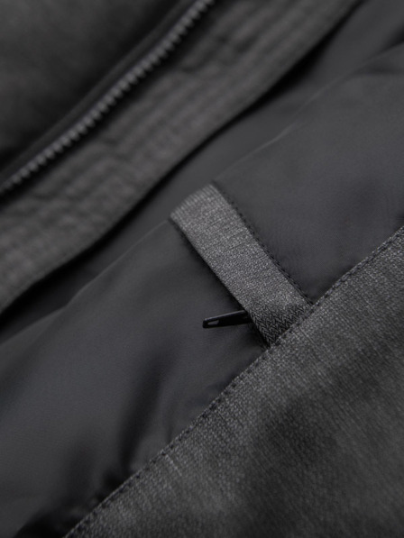 Ombre Clothing Pánska dlhá prešívaná bunda s kapucňou - sivá V2 OM-JALJ-0264 Ombre Clothing