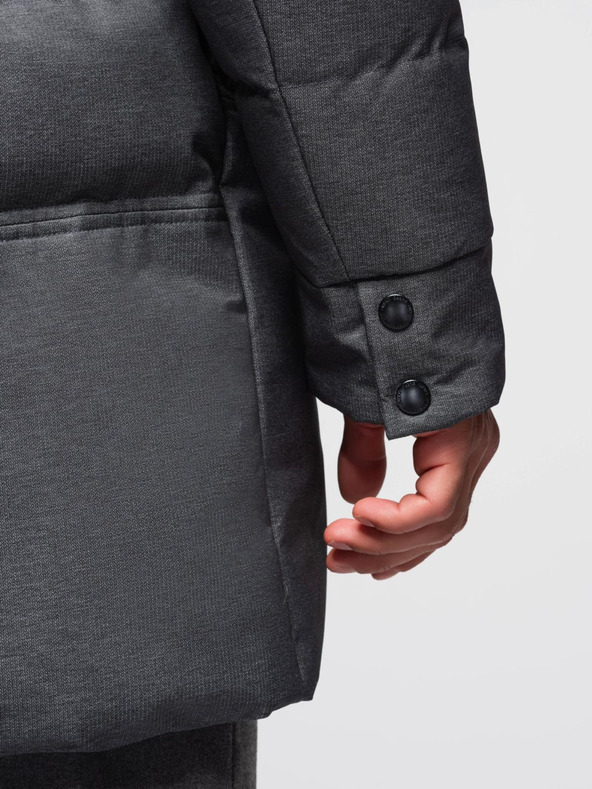 Ombre Clothing Pánska dlhá prešívaná bunda s kapucňou - sivá V2 OM-JALJ-0264 Ombre Clothing