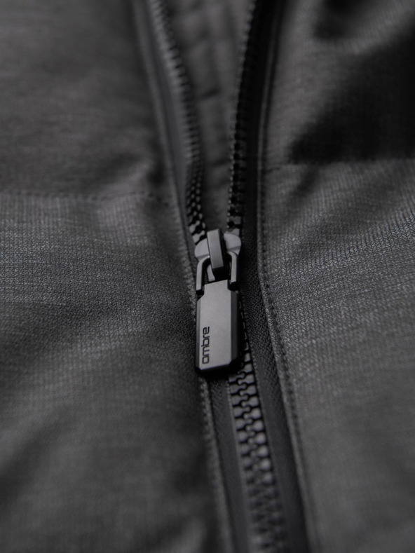 Ombre Clothing Pánska dlhá prešívaná bunda s kapucňou - sivá V2 OM-JALJ-0264 Ombre Clothing