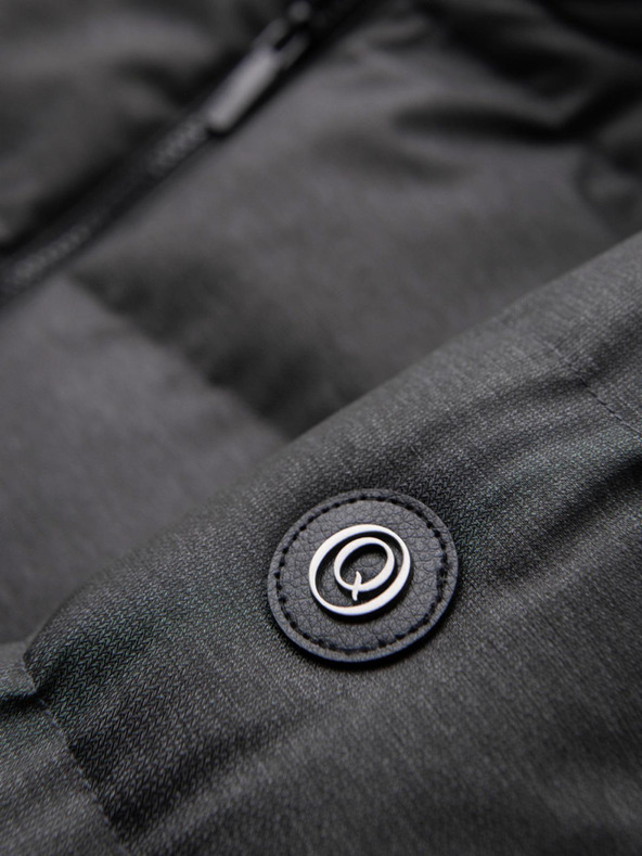 Ombre Clothing Pánska dlhá prešívaná bunda s kapucňou - sivá V2 OM-JALJ-0264 Ombre Clothing