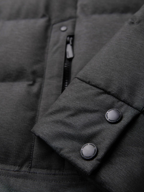 Ombre Clothing Pánska dlhá prešívaná bunda s kapucňou - sivá V2 OM-JALJ-0264 Ombre Clothing