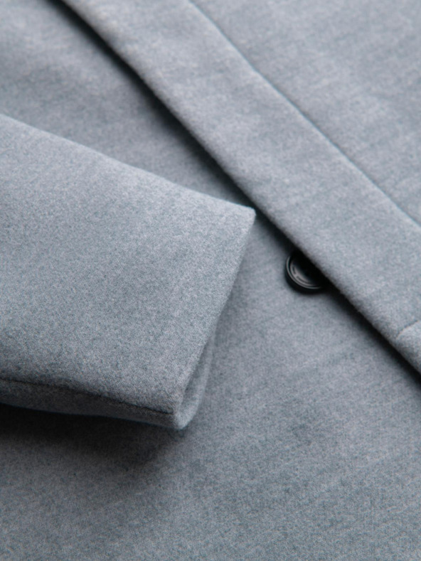 Ombre Clothing Pánsky kabát s vysokým golierom a asymetrickým zapínaním - sivý melír V1 OM-COWC-0141 Ombre Clothing