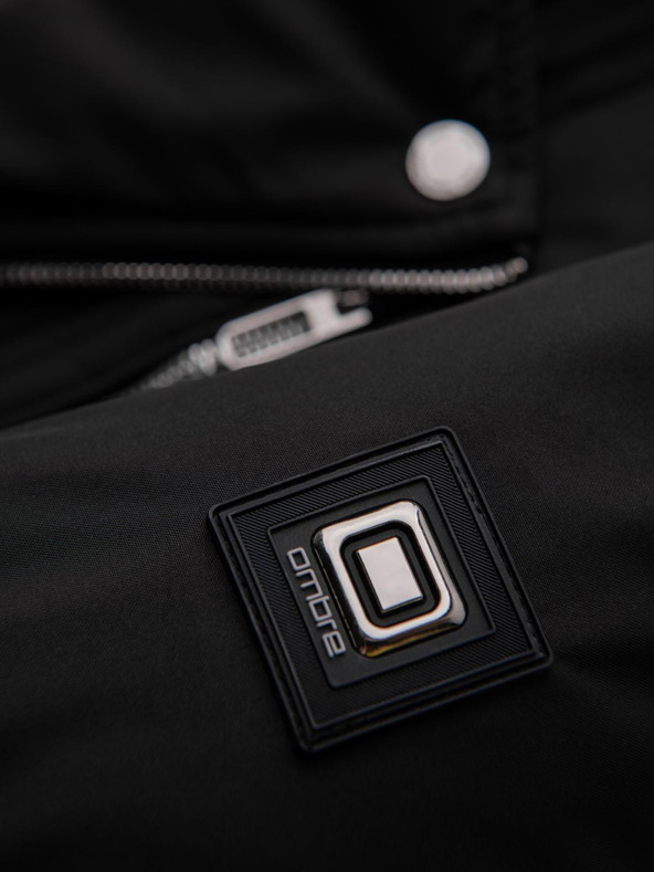 Ombre Clothing Pánska prešívaná bunda s kapucňou - čierna V1 OM-JAHP-0252 Ombre Clothing