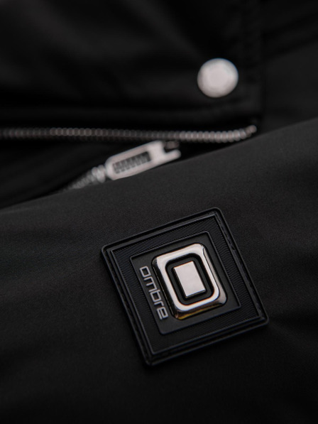 Ombre Clothing Pánska prešívaná bunda s kapucňou - čierna V1 OM-JAHP-0252 Ombre Clothing