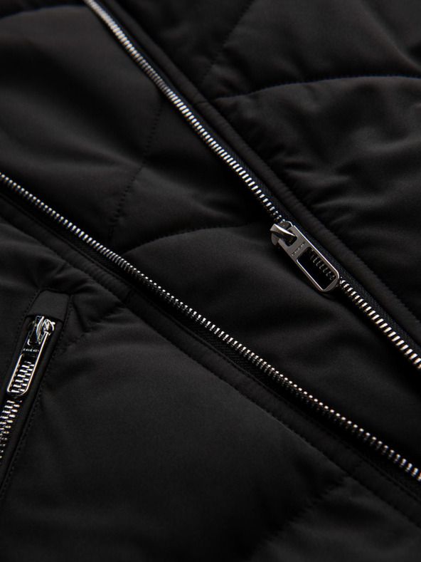 Ombre Clothing Pánska prešívaná bunda s kapucňou - čierna V1 OM-JAHP-0252 Ombre Clothing