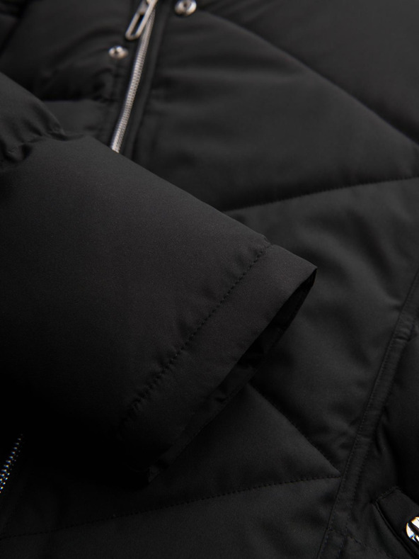 Ombre Clothing Pánska prešívaná bunda s kapucňou - čierna V1 OM-JAHP-0252 Ombre Clothing