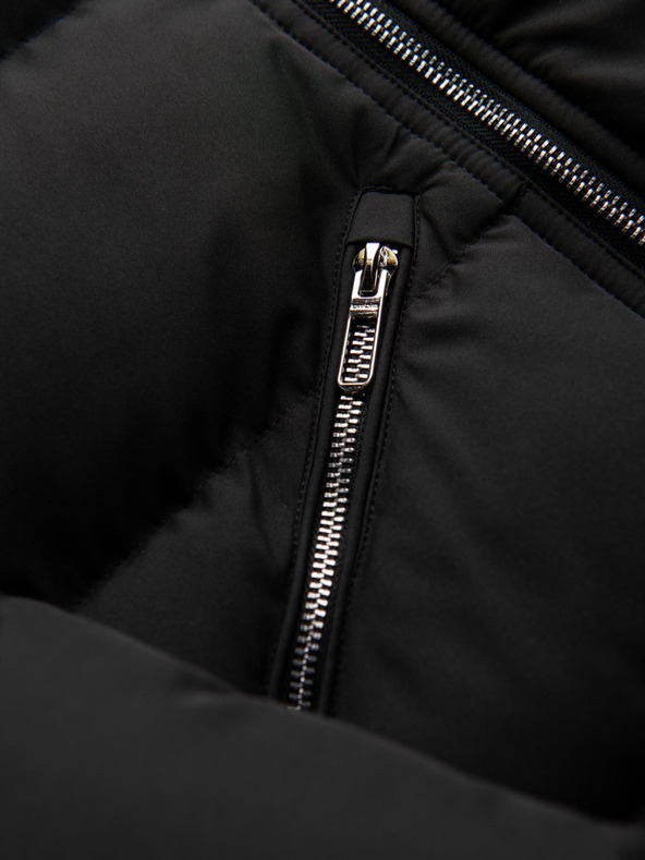 Ombre Clothing Pánska prešívaná bunda s kapucňou - čierna V1 OM-JAHP-0252 Ombre Clothing