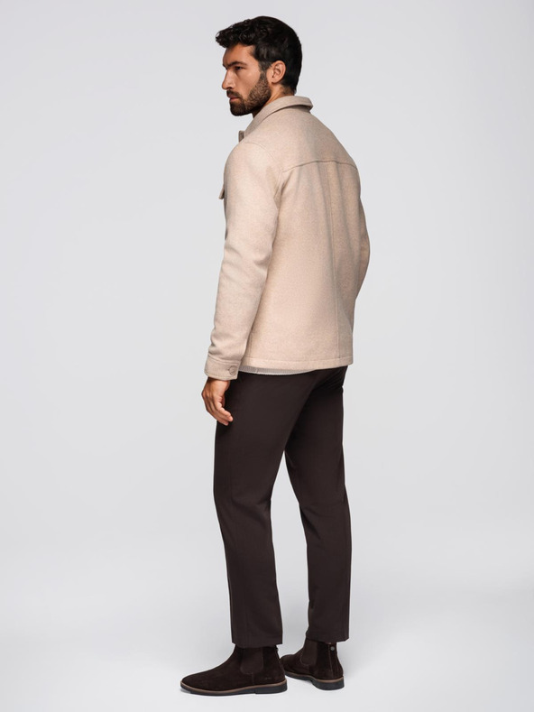 Ombre Clothing Pánska košeľová bunda - béžová V1 OM-JANP-0291 Ombre Clothing