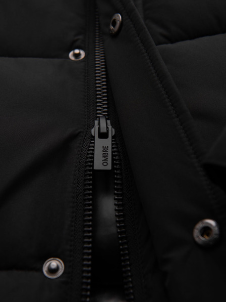 Ombre Clothing Pánska dlhá prešívaná zimná bunda s kapucňou - čierna V1 OM-JALJ-0309 Ombre Clothing