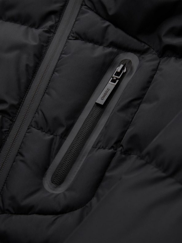 Ombre Clothing Pánska prešívaná zateplená bunda s raglánovými rukávmi - čierna V4 OM-JAHP-0302 Ombre Clothing