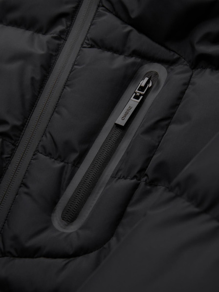 Ombre Clothing Pánska prešívaná zateplená bunda s raglánovými rukávmi - čierna V4 OM-JAHP-0302 Ombre Clothing