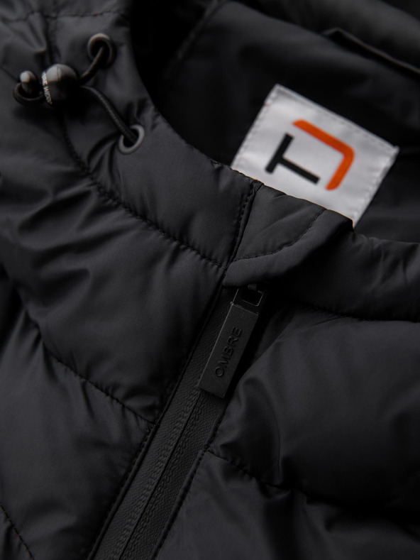 Ombre Clothing Pánska prešívaná zateplená bunda s raglánovými rukávmi - čierna V4 OM-JAHP-0302 Ombre Clothing