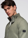 Ombre Clothing Pletená bunda s fleecovou podšívkou a vysokým golierom - khaki V3 C645 Ombre Clothing