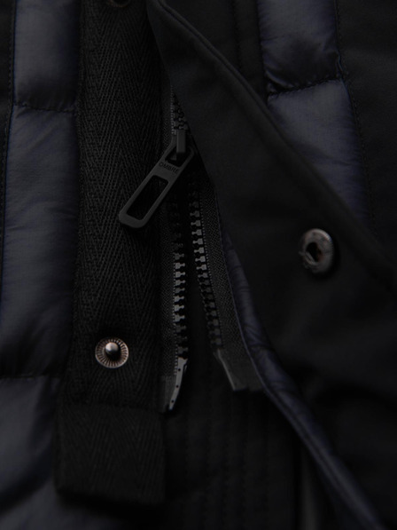 Ombre Clothing Pánska dlhá prešívaná bunda s veľkými vreckami - čierna V1 OM-JALJ-0308 Ombre Clothing