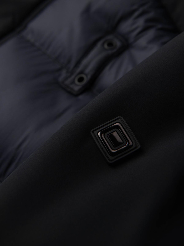 Ombre Clothing Pánska dlhá prešívaná bunda s veľkými vreckami - čierna V1 OM-JALJ-0308 Ombre Clothing