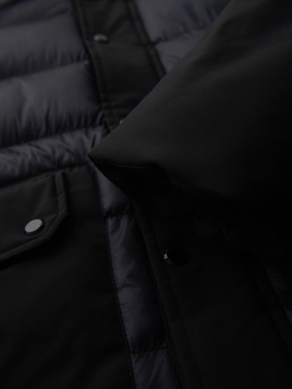 Ombre Clothing Pánska dlhá prešívaná bunda s veľkými vreckami - čierna V1 OM-JALJ-0308 Ombre Clothing