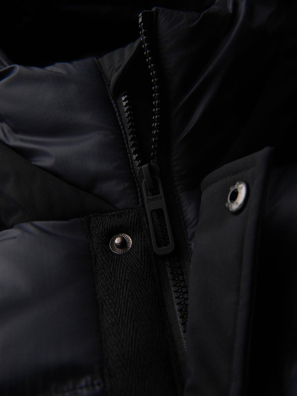 Ombre Clothing Pánska dlhá prešívaná bunda s veľkými vreckami - čierna V1 OM-JALJ-0308 Ombre Clothing