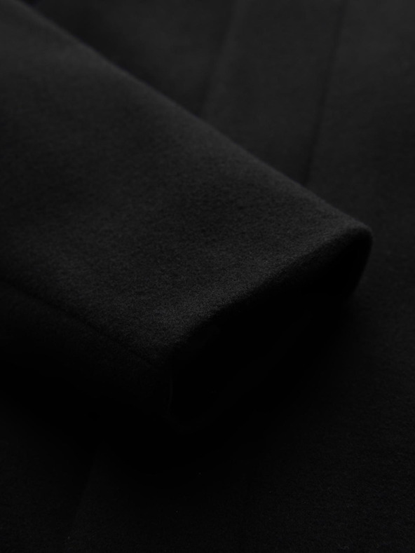 Ombre Clothing Pánsky kabát s vysokým golierom a asymetrickým zapínaním - čierny V2 OM-COWC-0141 Ombre Clothing