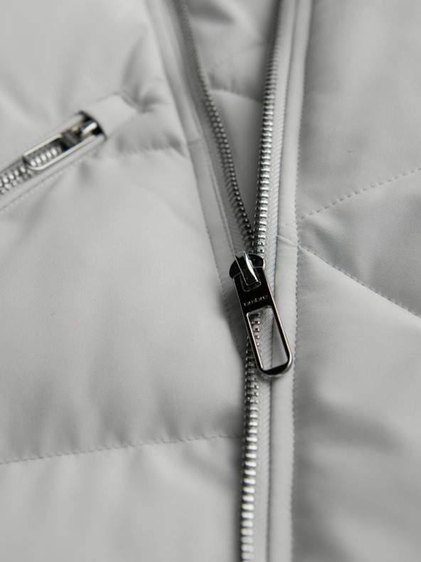 Ombre Clothing Pánska prešívaná bunda s kapucňou - svetlo sivá V4 OM-JAHP-0252 Ombre Clothing