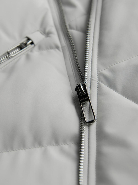 Ombre Clothing Pánska prešívaná bunda s kapucňou - svetlo sivá V4 OM-JAHP-0252 Ombre Clothing