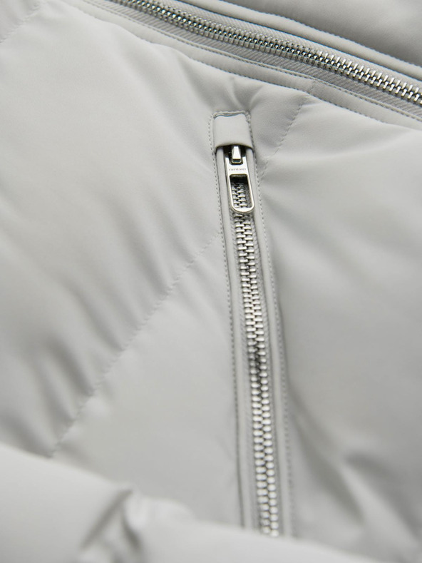 Ombre Clothing Pánska prešívaná bunda s kapucňou - svetlo sivá V4 OM-JAHP-0252 Ombre Clothing