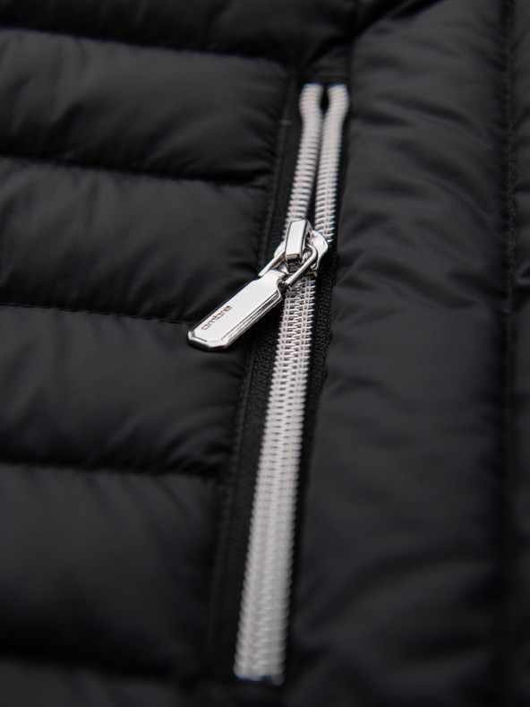 Ombre Clothing Pánska ultralahká bunda z prírodného prachového peria s vreckom - čierna V1 OM-JALP-0211 Ombre Clothing