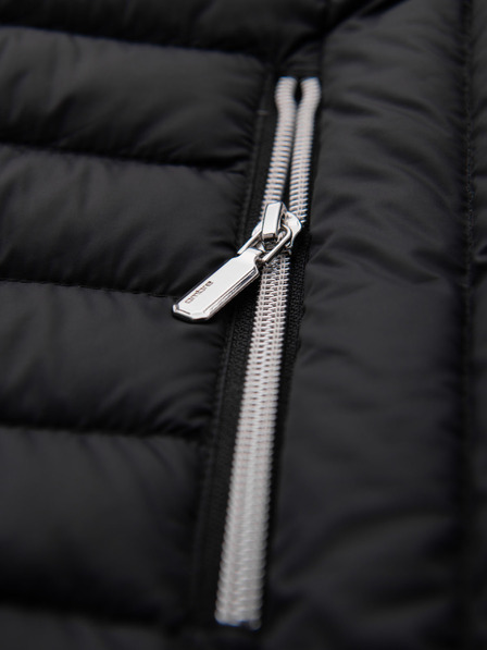 Ombre Clothing Pánska ultralahká bunda z prírodného prachového peria s vreckom - čierna V1 OM-JALP-0211 Ombre Clothing