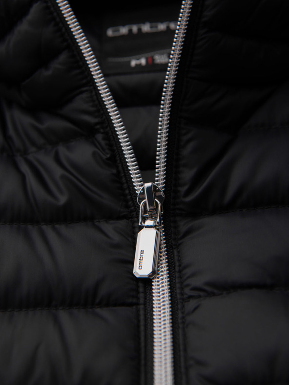Ombre Clothing Pánska ultralahká bunda z prírodného prachového peria s vreckom - čierna V1 OM-JALP-0211 Ombre Clothing