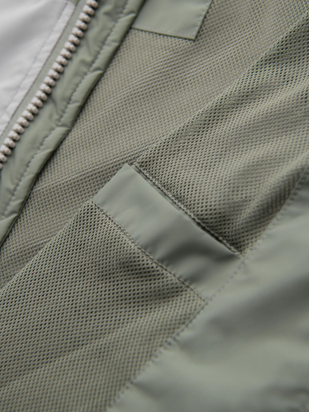 Ombre Clothing Pánska kontrastná vetrovka s kapucňou - olivovo sivá V3 OM-JANP-0228 Ombre Clothing