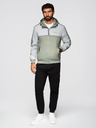 Ombre Clothing Pánska kontrastná vetrovka s kapucňou - olivovo sivá V3 OM-JANP-0228 Ombre Clothing