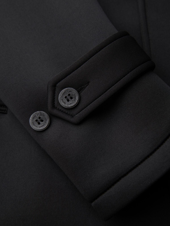 Ombre Clothing Pánsky minimalistický kabát strednej dĺžky s kapucňou - čierny V4 OM-COLC-0144 Ombre Clothing