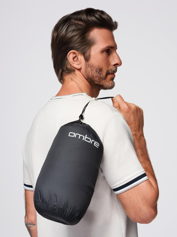 Ombre Clothing Klasická pánska prešívaná bunda s vreckom - čierna V1 OM-JALP-0295 Ombre Clothing