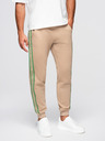 Ombre Clothing Pánske športové nohavice s lemovaním - hnedé V1 OM-PASK-0284 Ombre Clothing