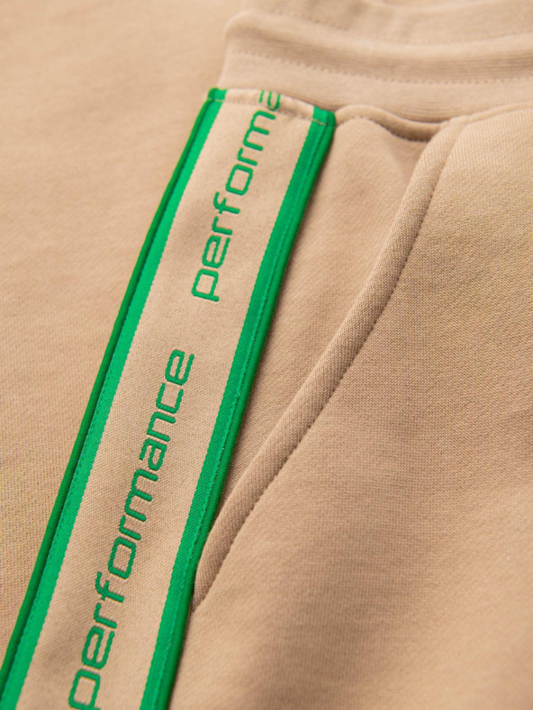 Ombre Clothing Pánske športové nohavice s lemovaním - hnedé V1 OM-PASK-0284 Ombre Clothing