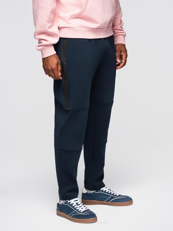 Ombre Clothing Pánske tepláky s rovnou nohavicou a gumovými detailami - tmavo modré V2 OM-PASK-0281 Ombre Clothing