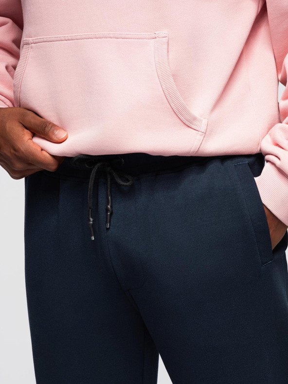 Ombre Clothing Pánske tepláky s rovnou nohavicou a gumovými detailami - tmavo modré V2 OM-PASK-0281 Ombre Clothing