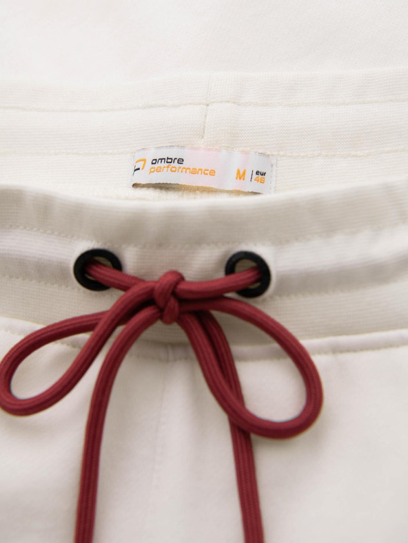 Ombre Clothing Pánske športové nohavice s lemovaním - krémové V2 OM-PASK-0284 Ombre Clothing