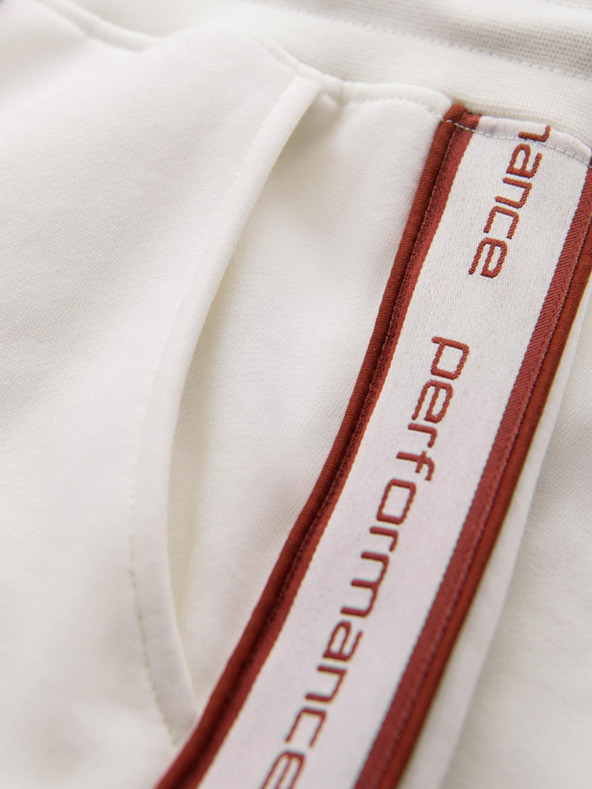 Ombre Clothing Pánske športové nohavice s lemovaním - krémové V2 OM-PASK-0284 Ombre Clothing