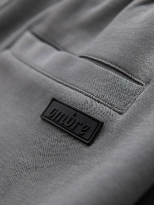 Ombre Clothing Pánske tepláky s rovnou nohavicou a gumovými detailami - sivé V3 OM-PASK-0281 Ombre Clothing