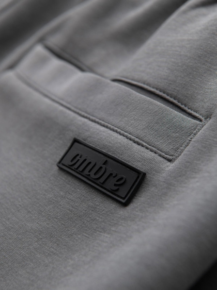 Ombre Clothing Pánske tepláky s rovnou nohavicou a gumovými detailami - sivé V3 OM-PASK-0281 Ombre Clothing