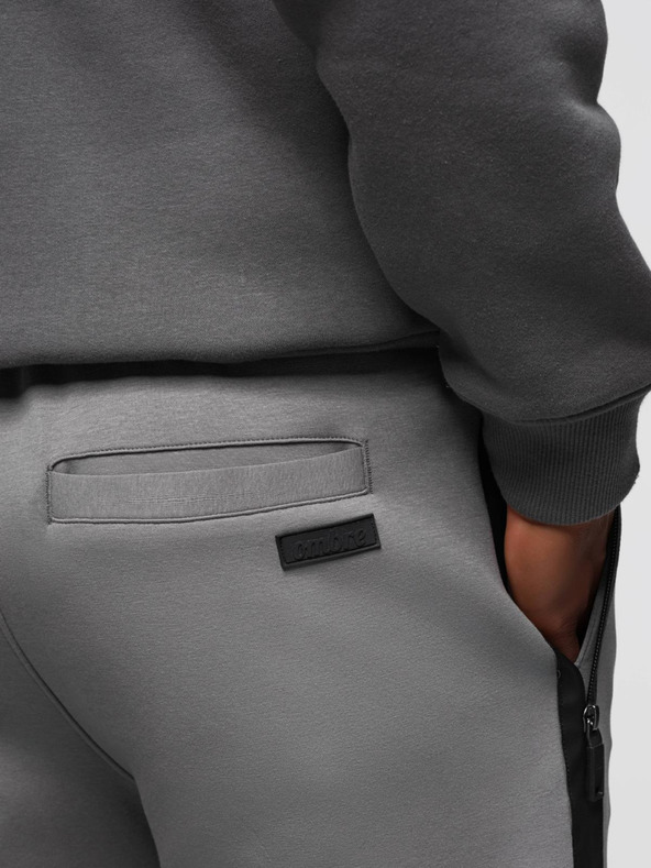 Ombre Clothing Pánske tepláky s rovnou nohavicou a gumovými detailami - sivé V3 OM-PASK-0281 Ombre Clothing