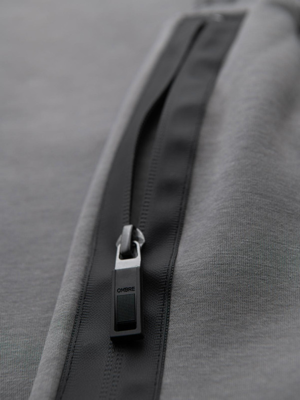 Ombre Clothing Pánske tepláky s rovnou nohavicou a gumovými detailami - sivé V3 OM-PASK-0281 Ombre Clothing