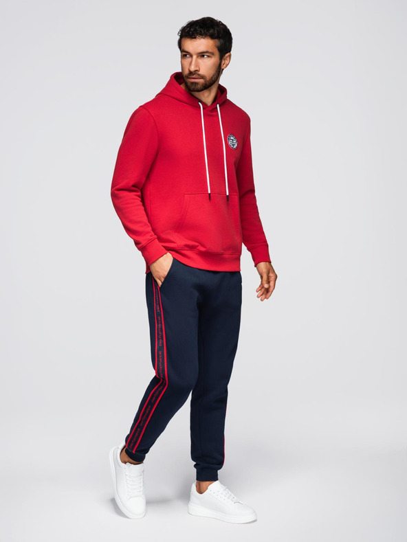 Ombre Clothing Pánske športové nohavice s lemovaním - tmavo modré V3 OM-PASK-0284 Ombre Clothing