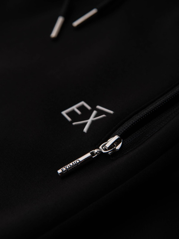 Ombre Clothing Pánske tepláky so žebrovanými nohavicami a gumovým potlačou - čierne V1 OM-PASK-0223 Ombre Clothing