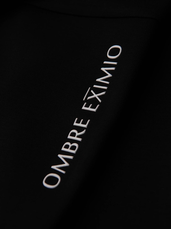 Ombre Clothing Pánske tepláky so žebrovanými nohavicami a gumovým potlačou - čierne V1 OM-PASK-0223 Ombre Clothing